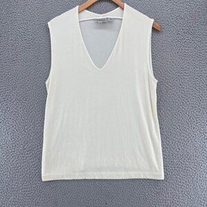 Chicos Top Women 3 US Extra Large White Travelers Knit V Neck Sleeveless Stretch